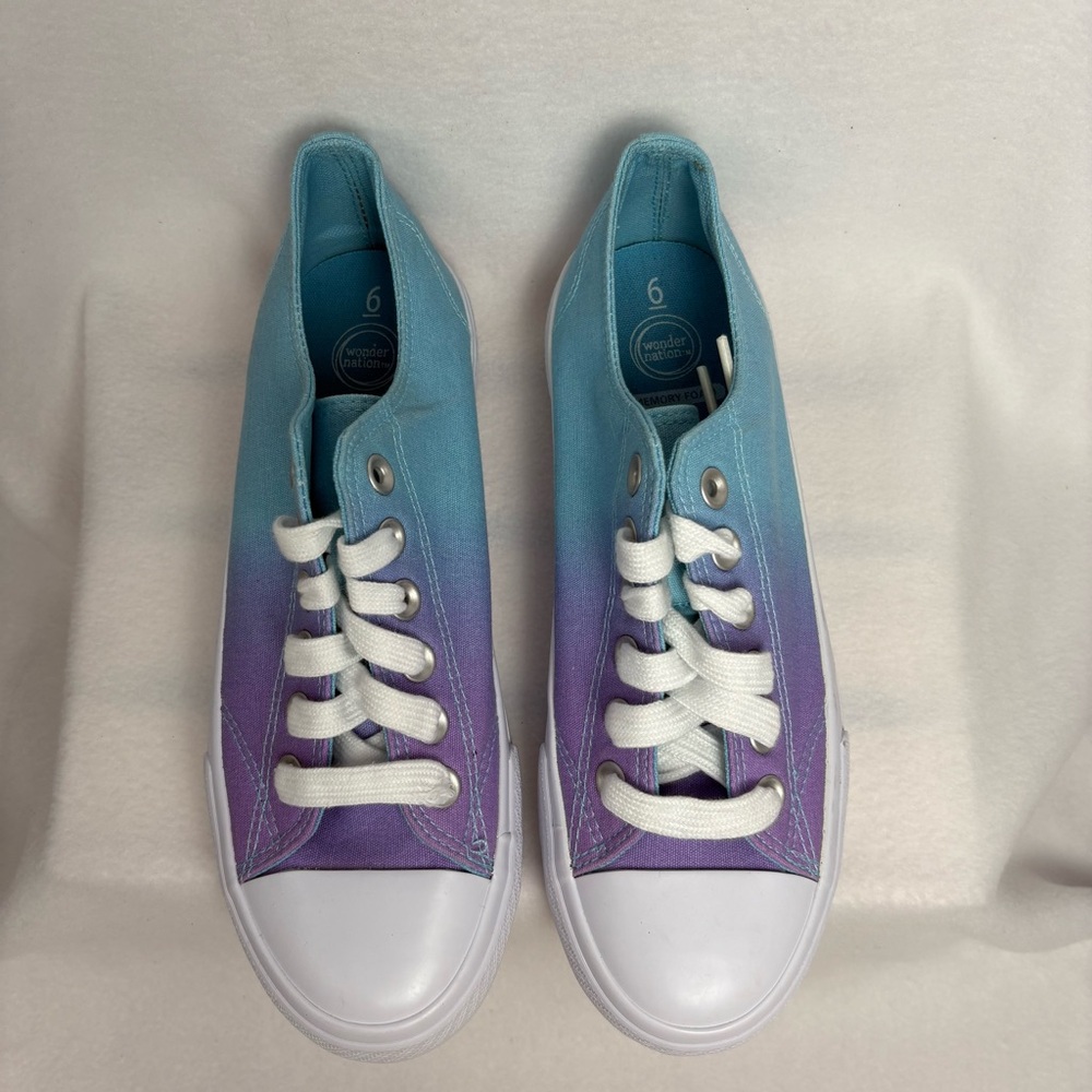 Wonder Nation Girls Blue and Purple Ombré Low-Top Sneakers Size 6